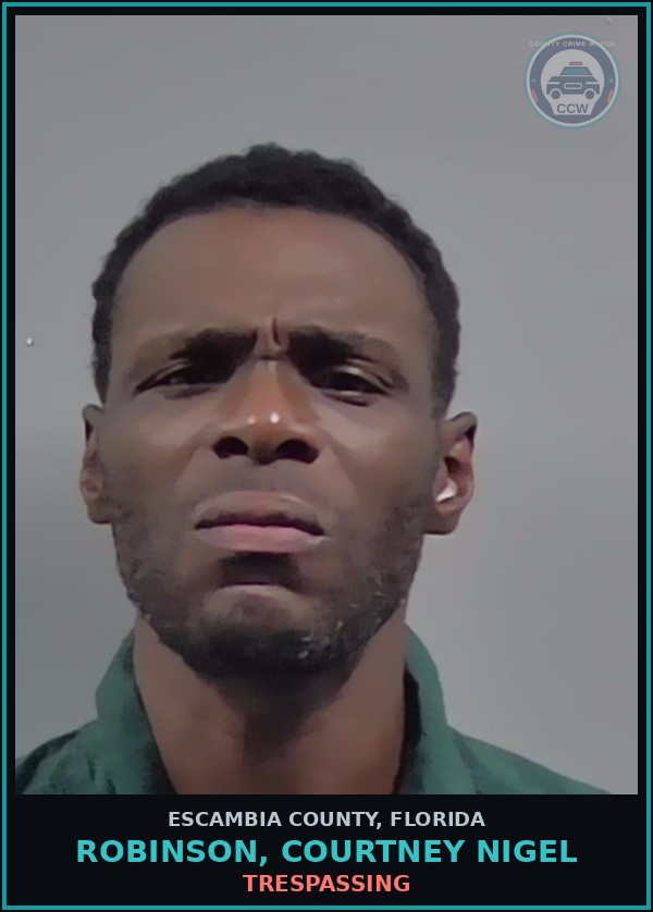 Booking mugshot of ROBINSON, COURTNEY NIGEL in Escambia County