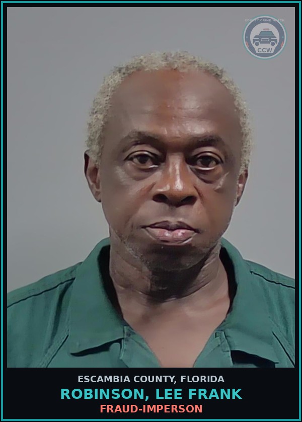 Booking mugshot of ROBINSON, LEE FRANK in Escambia County