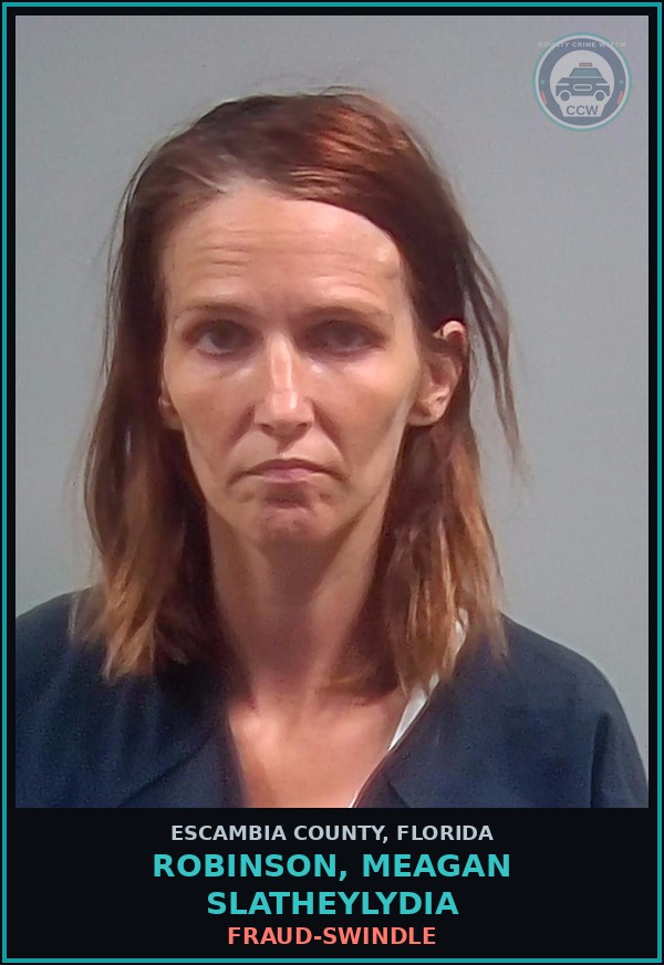 Booking mugshot of ROBINSON, MEAGAN SLATHEYLYDIA in Escambia County
