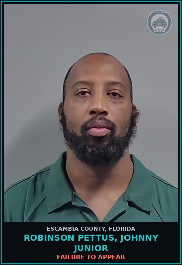 Booking mugshot of ROBINSON PETTUS, JOHNNY JUNIOR in Escambia County