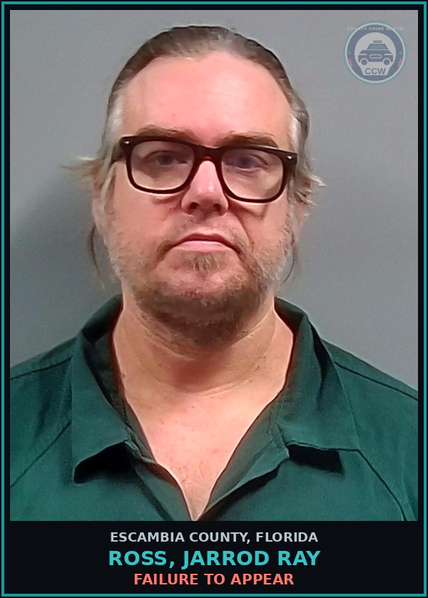 Booking mugshot of ROSS, JARROD RAY in Escambia County
