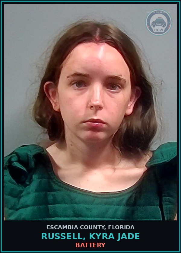 Booking mugshot of RUSSELL, KYRA JADE in Escambia County