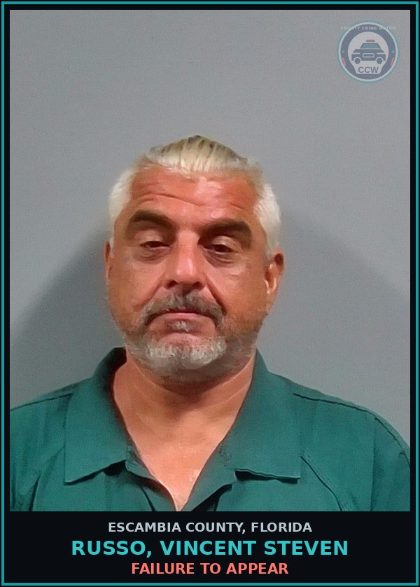 Booking mugshot of RUSSO, VINCENT STEVEN in Escambia County