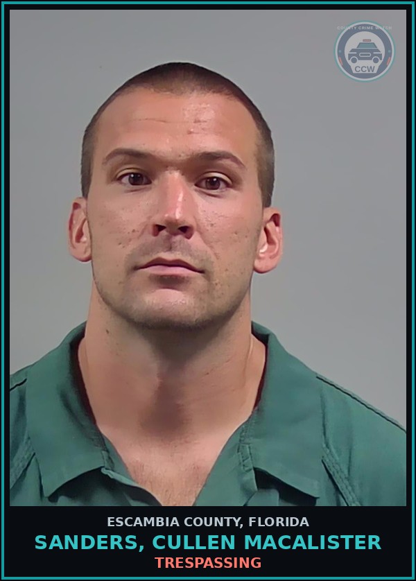 Booking mugshot of SANDERS, CULLEN MACALISTER in Escambia County