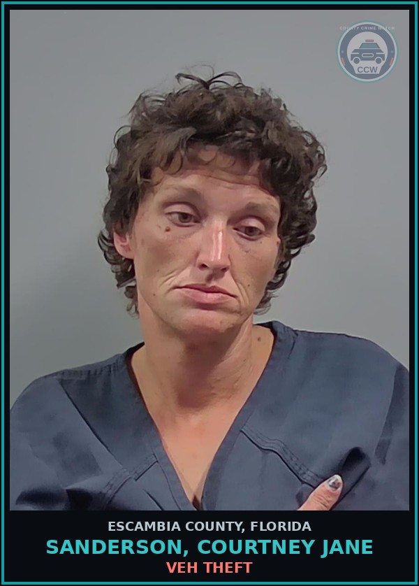 Booking mugshot of SANDERSON, COURTNEY JANE in Escambia County