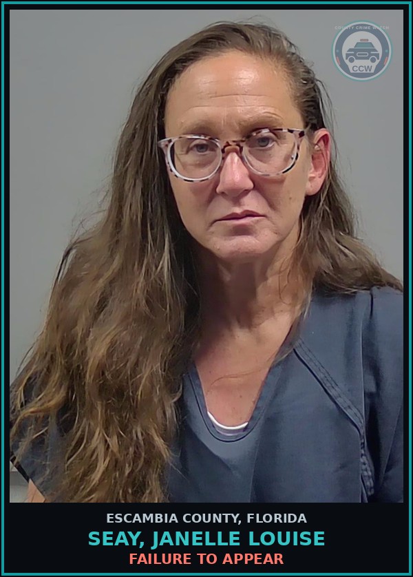 Booking mugshot of SEAY, JANELLE LOUISE in Escambia County