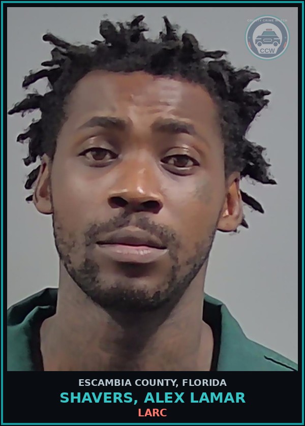 Booking mugshot of SHAVERS, ALEX LAMAR in Escambia County
