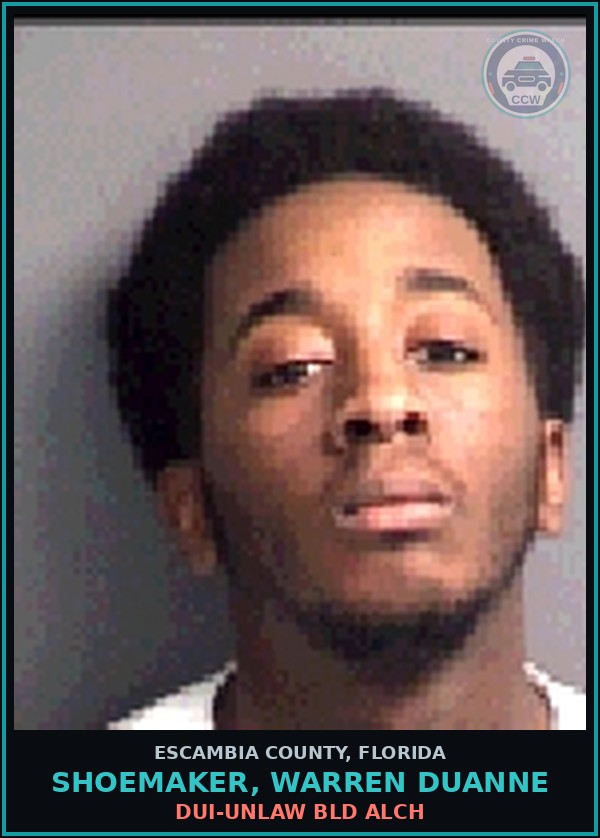 Booking mugshot of SHOEMAKER, WARREN DUANNE in Escambia County