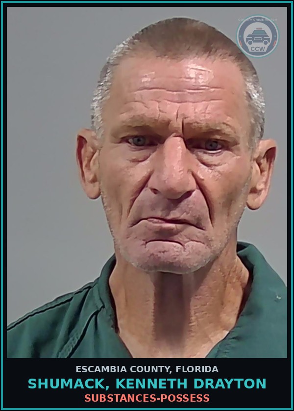 Booking mugshot of SHUMACK, KENNETH DRAYTON in Escambia County