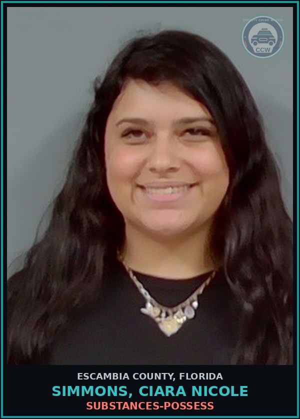 Booking mugshot of SIMMONS, CIARA NICOLE in Escambia County
