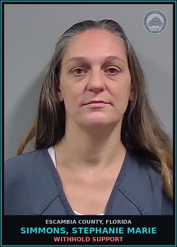 Booking mugshot of SIMMONS, STEPHANIE MARIE in Escambia County