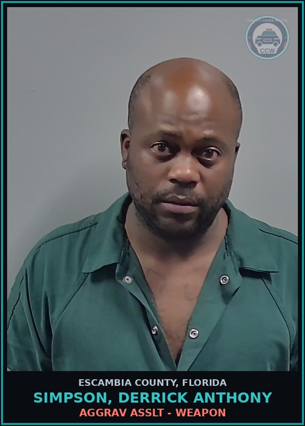 Booking mugshot of SIMPSON, DERRICK ANTHONY in Escambia County