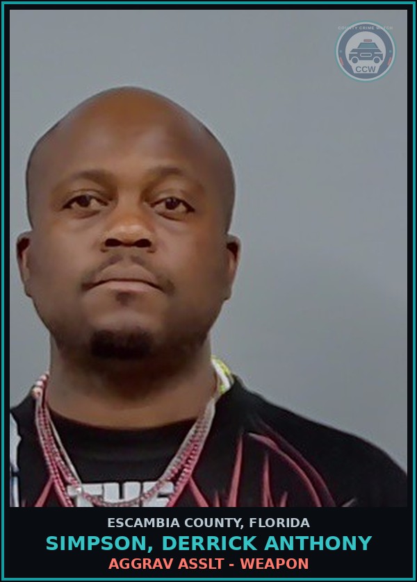 Booking mugshot of SIMPSON, DERRICK ANTHONY in Escambia County