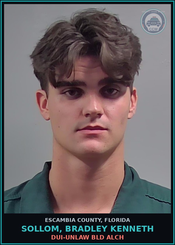 Booking mugshot of SOLLOM, BRADLEY KENNETH in Escambia County