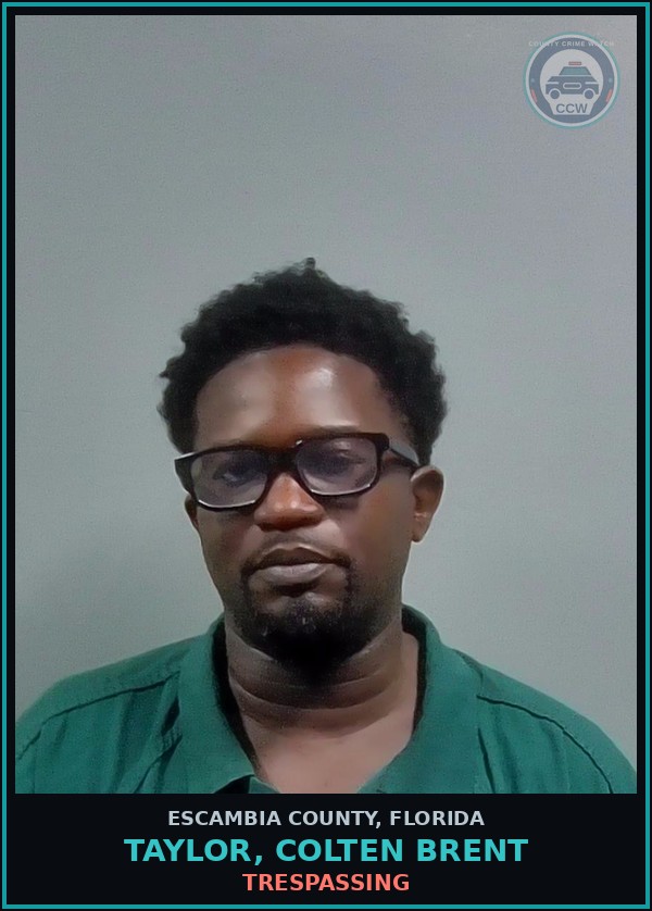 Booking mugshot of TAYLOR, COLTEN BRENT in Escambia County