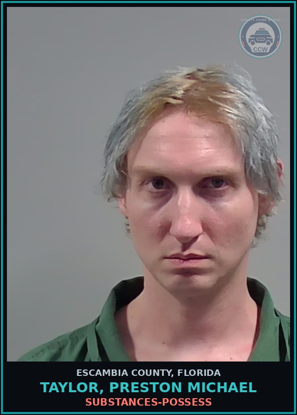 Booking mugshot of TAYLOR, PRESTON MICHAEL in Escambia County