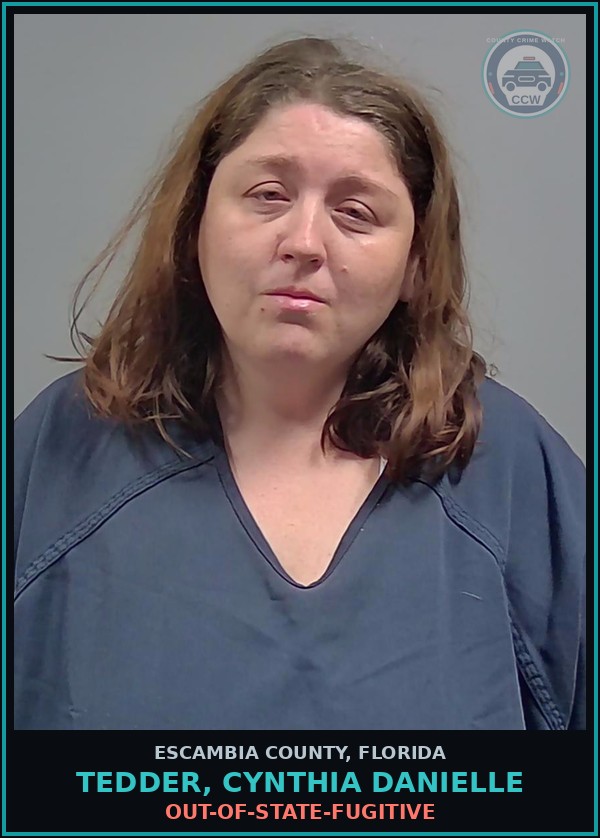 Booking mugshot of TEDDER, CYNTHIA DANIELLE in Escambia County