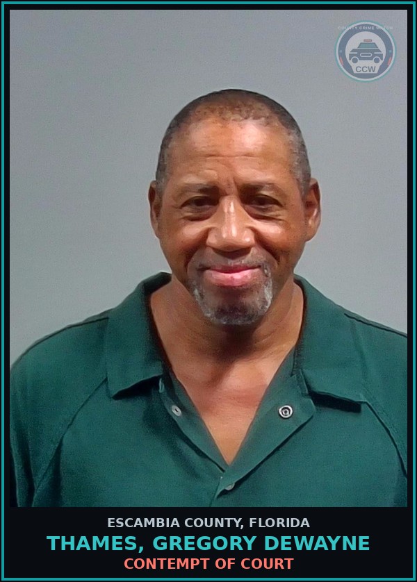Booking mugshot of THAMES, GREGORY DEWAYNE in Escambia County
