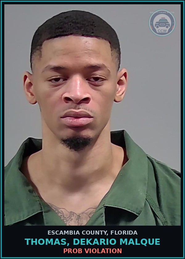 Booking mugshot of THOMAS, DEKARIO MALQUE in Escambia County