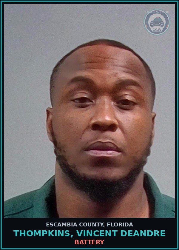 Booking mugshot of THOMPKINS, VINCENT DEANDRE in Escambia County