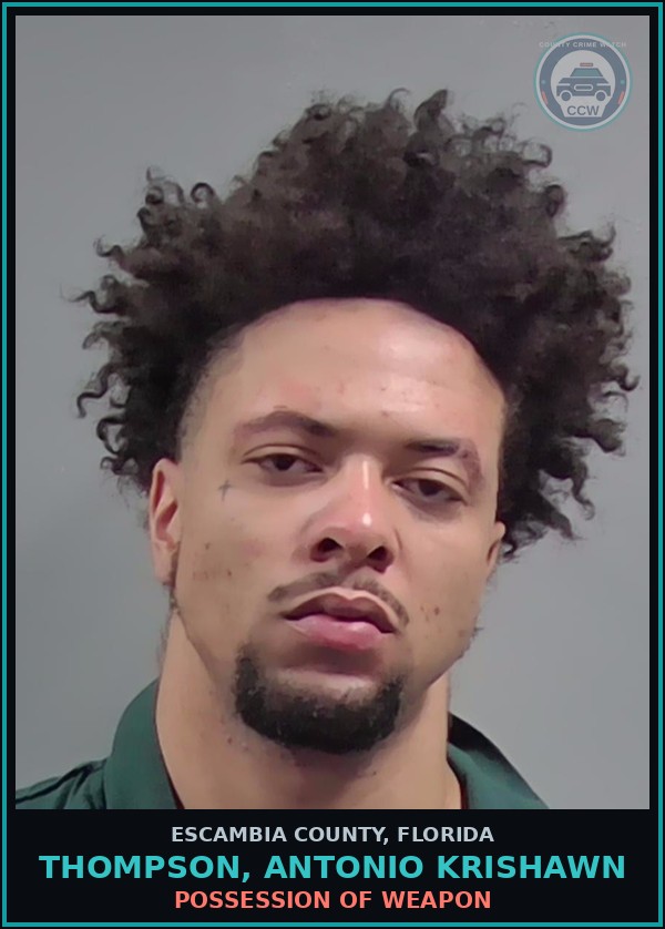 Booking mugshot of THOMPSON, ANTONIO KRISHAWN in Escambia County