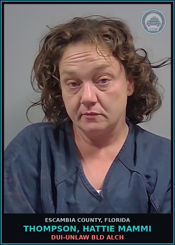 Booking mugshot of THOMPSON, HATTIE MAMMI in Escambia County