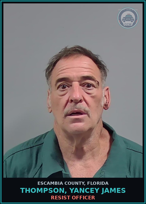 Booking mugshot of THOMPSON, YANCEY JAMES in Escambia County