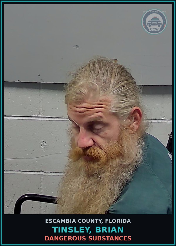Booking mugshot of TINSLEY, BRIAN in Escambia County