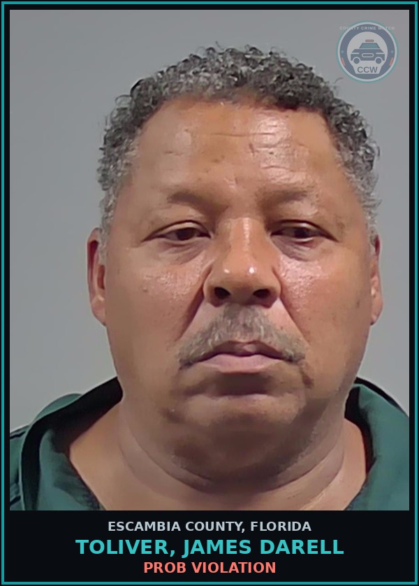 Booking mugshot of TOLIVER, JAMES DARELL in Escambia County
