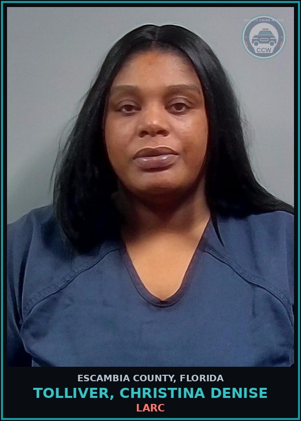 Booking mugshot of TOLLIVER, CHRISTINA DENISE in Escambia County