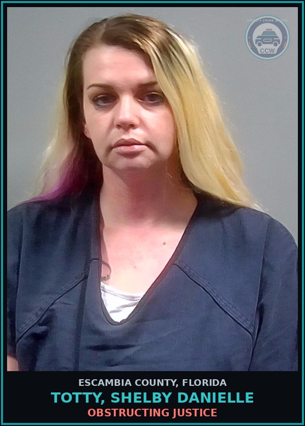 Booking mugshot of TOTTY, SHELBY DANIELLE in Escambia County
