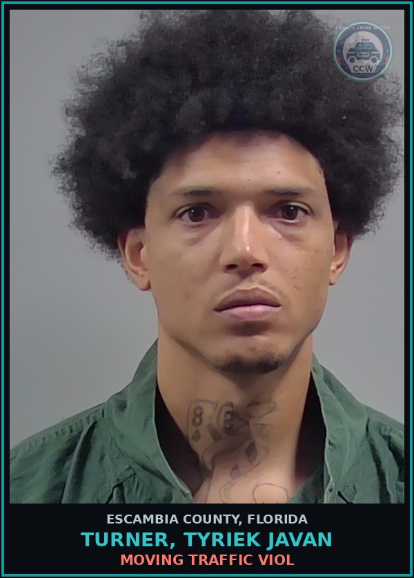 Booking mugshot of TURNER, TYRIEK JAVAN in Escambia County