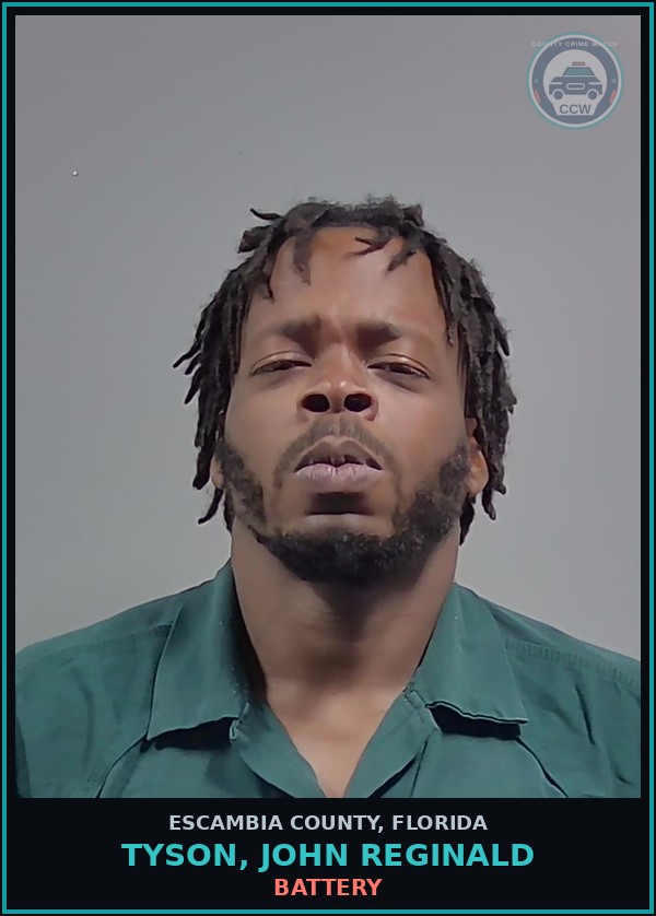 Booking mugshot of TYSON, JOHN REGINALD in Escambia County