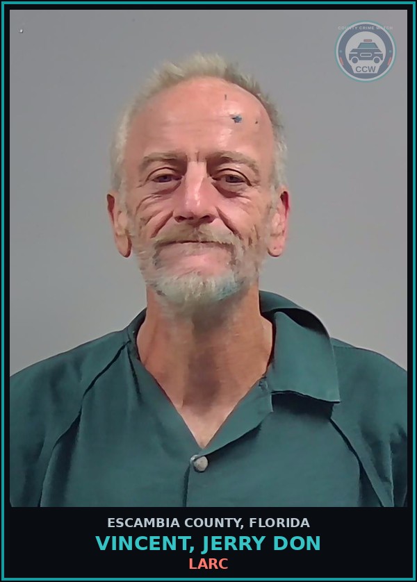 Booking mugshot of VINCENT, JERRY DON in Escambia County