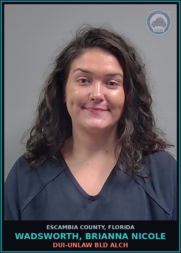 Booking mugshot of WADSWORTH, BRIANNA NICOLE in Escambia County