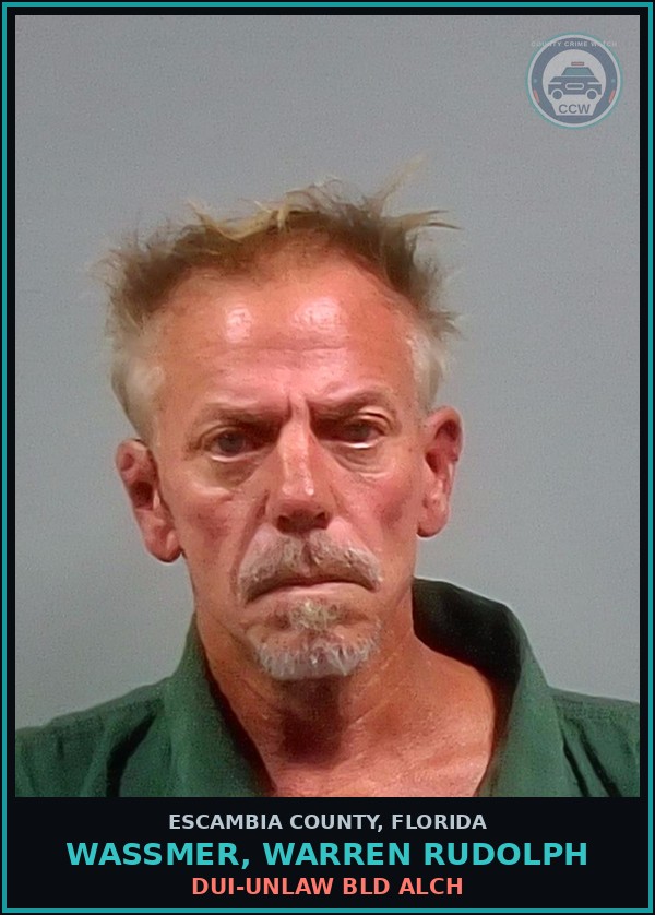 Booking mugshot of WASSMER, WARREN RUDOLPH in Escambia County