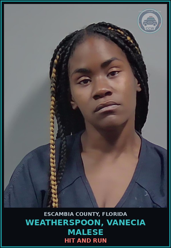 Booking mugshot of WEATHERSPOON, VANECIA MALESE in Escambia County