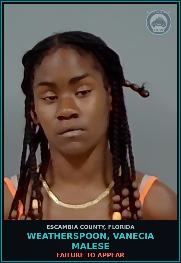 Booking mugshot of WEATHERSPOON, VANECIA MALESE in Escambia County