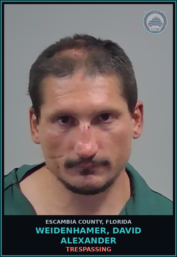 Booking mugshot of WEIDENHAMER, DAVID ALEXANDER in Escambia County