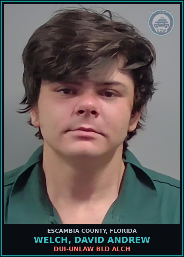 Booking mugshot of WELCH, DAVID ANDREW in Escambia County