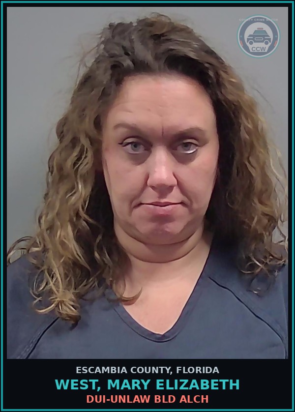 Booking mugshot of WEST, MARY ELIZABETH in Escambia County