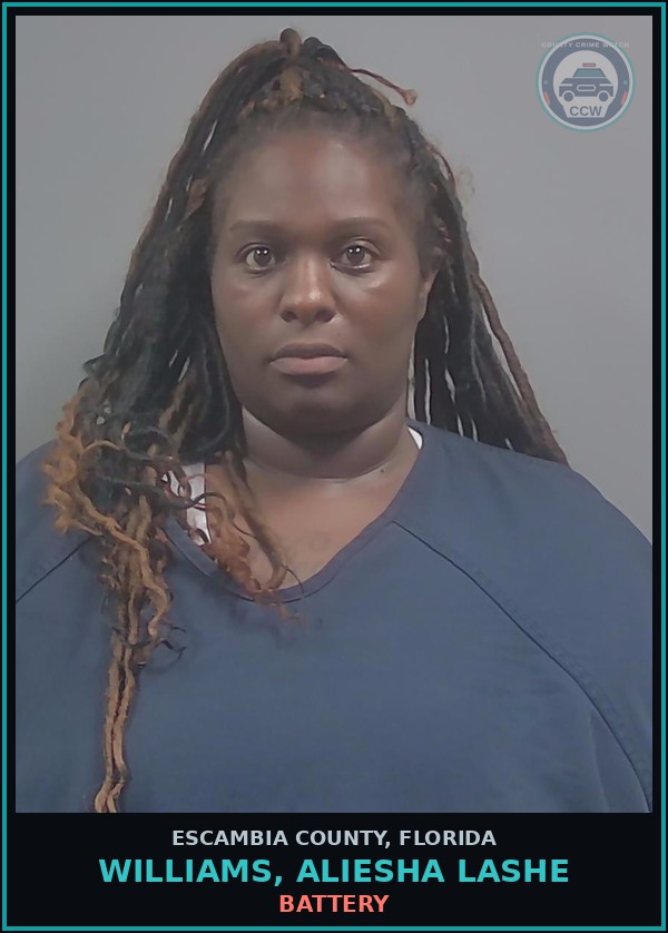 Booking mugshot of WILLIAMS, ALIESHA LASHE in Escambia County