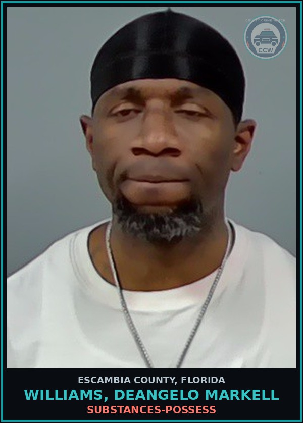 Booking mugshot of WILLIAMS, DEANGELO MARKELL in Escambia County