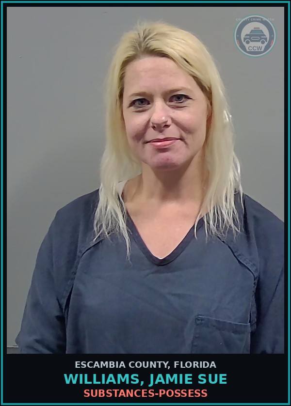 Booking mugshot of WILLIAMS, JAMIE SUE in Escambia County