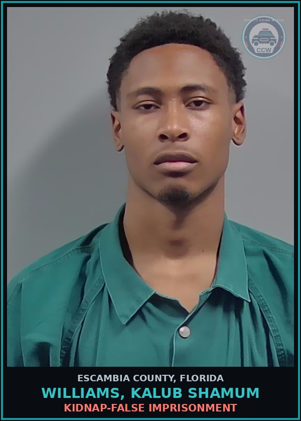 Booking mugshot of WILLIAMS, KALUB SHAMUM in Escambia County