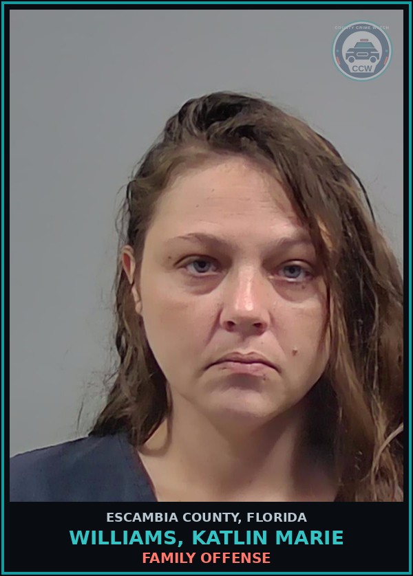 Booking mugshot of WILLIAMS, KATLIN MARIE in Escambia County
