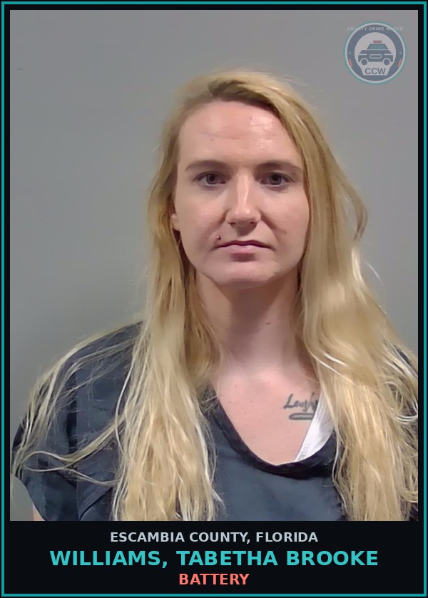Booking mugshot of WILLIAMS, TABETHA BROOKE in Escambia County