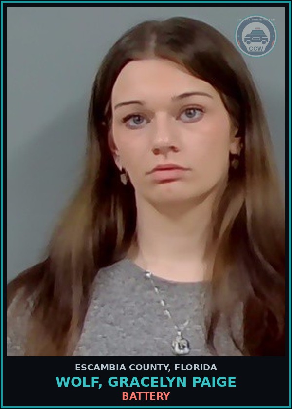 Booking mugshot of WOLF, GRACELYN PAIGE in Escambia County