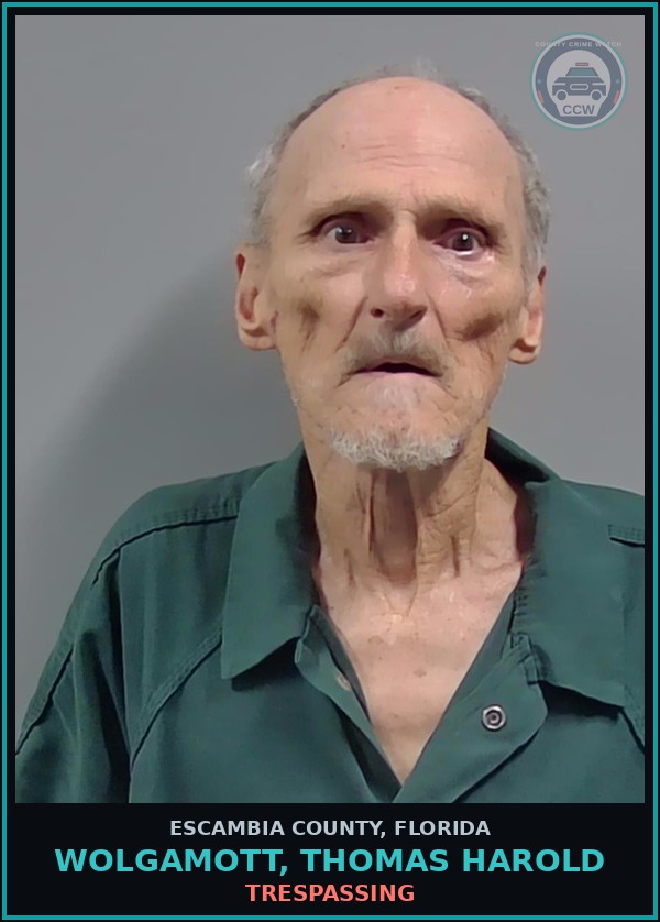 Booking mugshot of WOLGAMOTT, THOMAS HAROLD in Escambia County