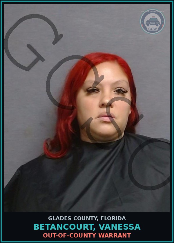 Booking mugshot of BETANCOURT, VANESSA in Glades County
